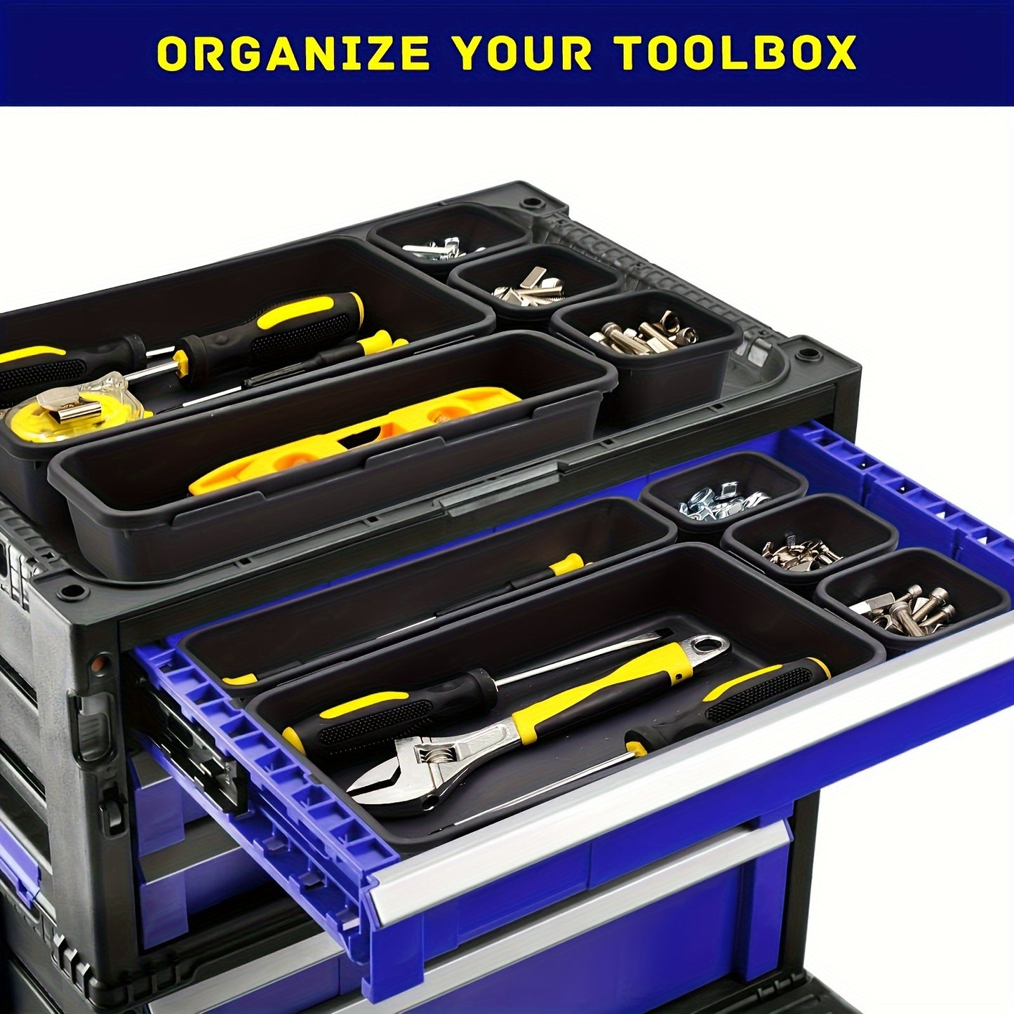 Tool Box Organizer, Tool Drawer Organizer Tray Divider, Toolbox Organization, Garage Tool Organizers and Storage, Tool Box Accessories for Rolling Tool Chest Cabinet