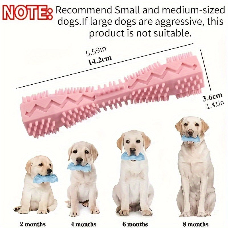 Durable Dog Chew Stick, Toothbrush For Teeth Cleaning And Massage - Soft Rubber Pet Toy