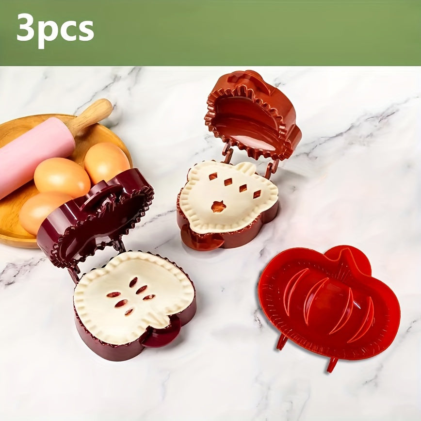 3-Piece Festive Pumpkin, Apple, and Bell Cookie Cutters - Perfect for DIY Baking and Decorating - Made of Food-Safe Plastic