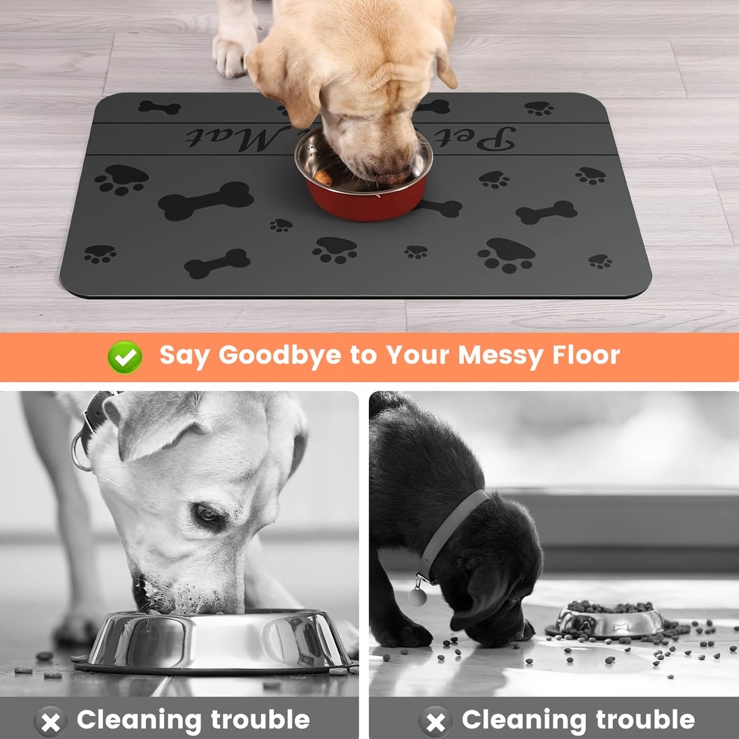 Super Absorbent Dog Bowl Mat for Food and Water