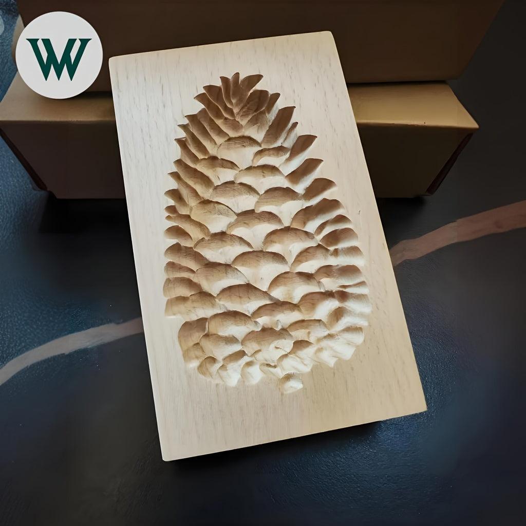 1pc, Premium 3D Carved Wooden Cookie Mold, Pine Cone Pattern, Ideal for DIY Cooking, Family Dinners, Parties, Halloween, Thanksgiving, Christmas, and Easter Celebrations