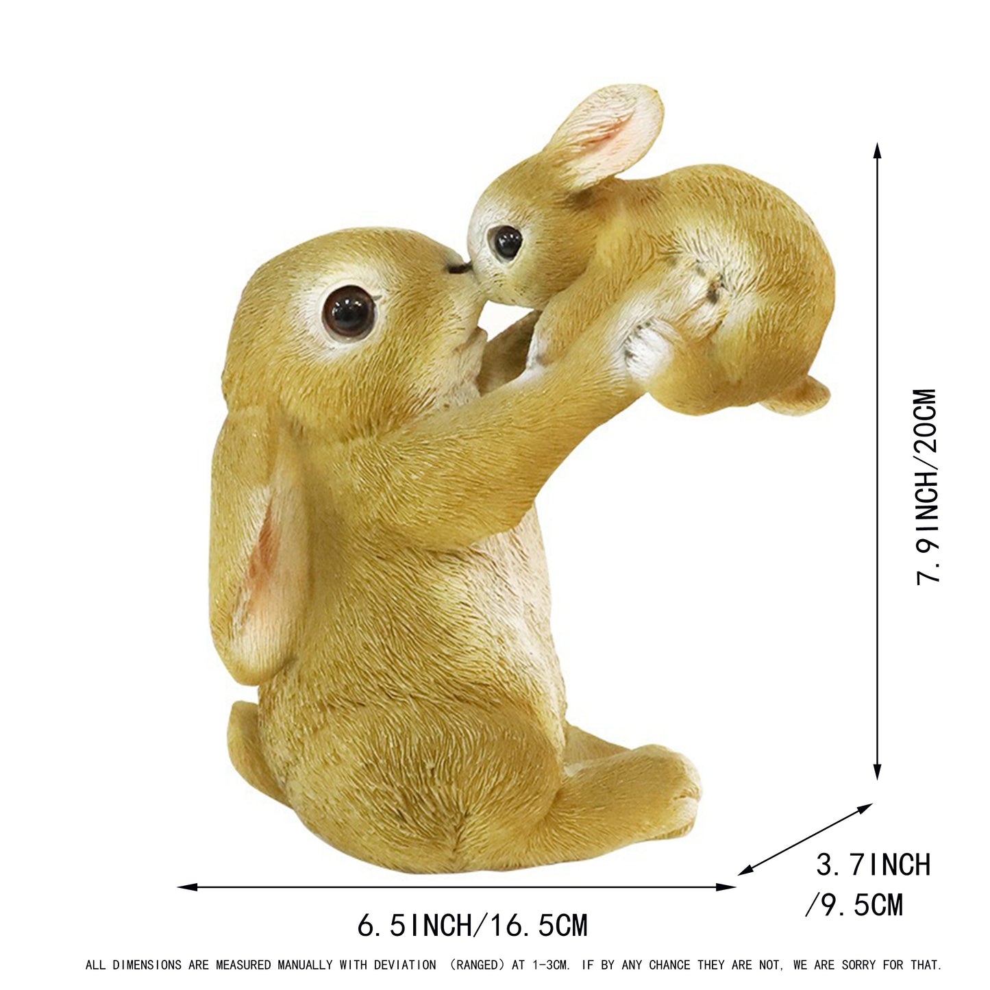 1pc Resin Rabbit Figurine, Classic Mother And Baby Bunny Playful Garden Ornament, Durable Resilient Outdoor Decor Statue, Yard Lawn Balcony Home Decor, Housewarming Gift