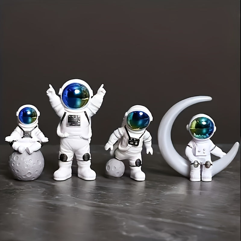 4pcs astronaut statues plus 1 skateboard, astronaut decoration for desktop, astronaut decoration for living room TV cabinet, room decoration, home