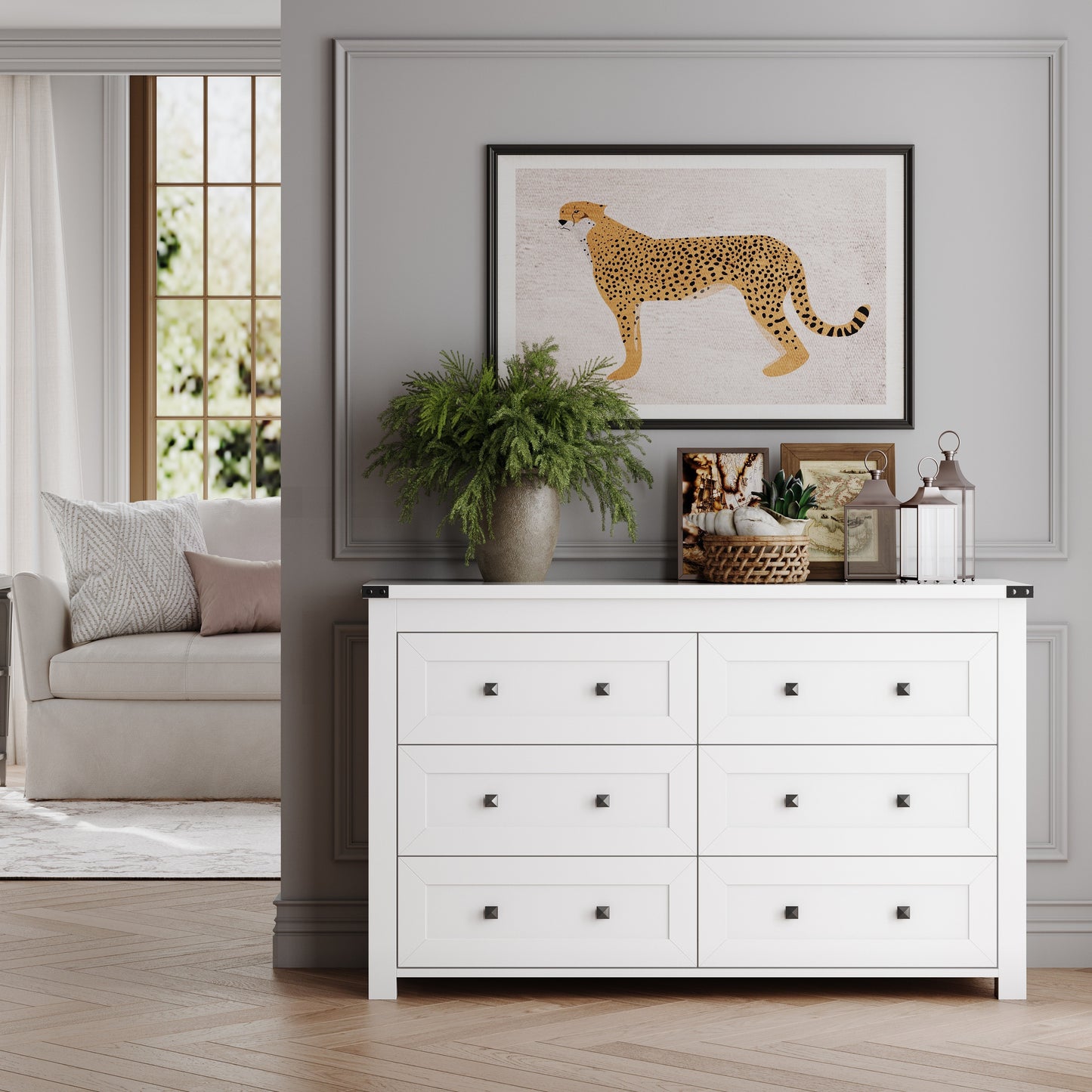 Dreserfor Bedroom With 6 Drawers. Modem Wide Wooden Doset Dreser Chest Storage 0roanizer For Liyno Room EhinwavHome 0fice Rom Decr Home Decor Fal DecorBedrom Dec