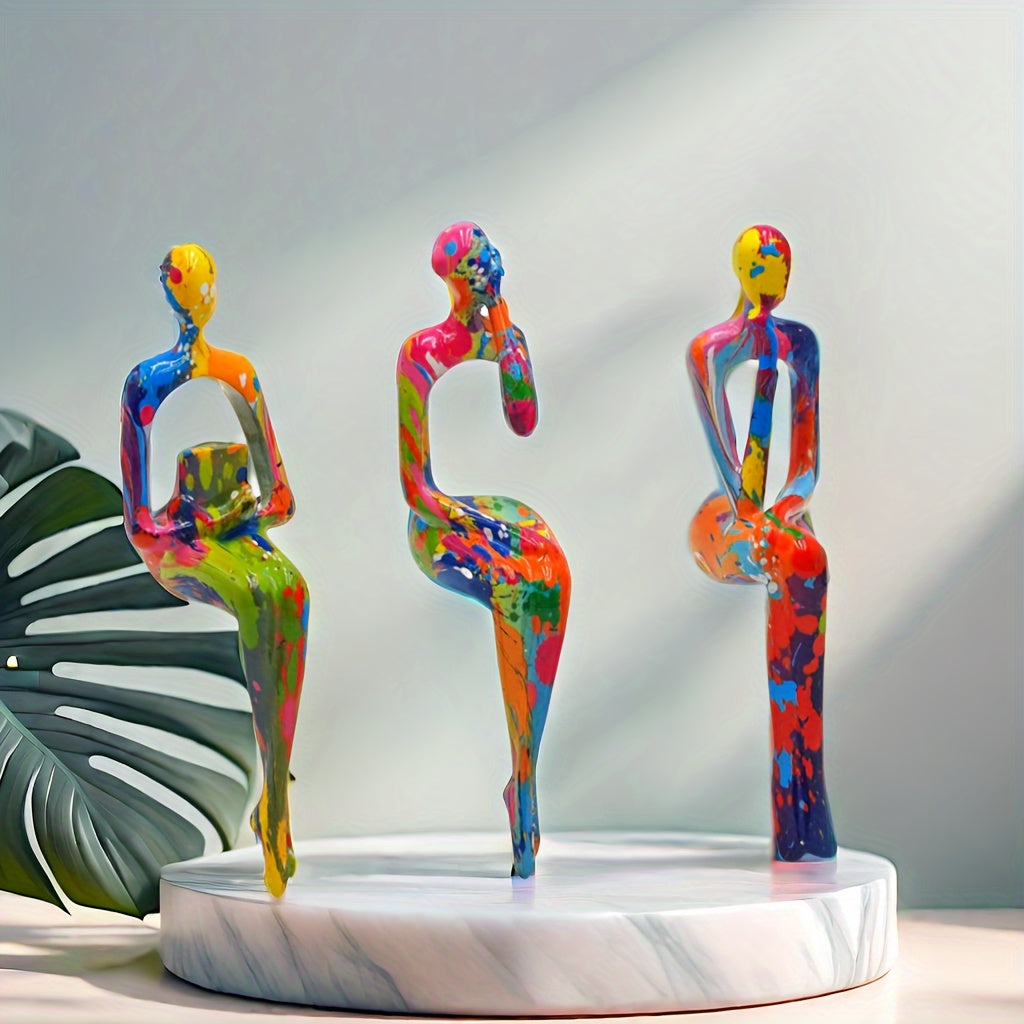 3 Pieces Resin Abstract Figure Statues: Modern, Durable, and Suitable for Home Decoration - Perfect for Any Occasion