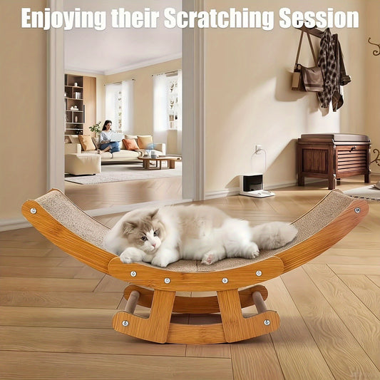 Cat Lounge Chair - Curved Swinging Cat Scratcher with Wear-Resistant Sisal Surface, Activates Muscles, and Provides a Comfortable Resting Spot for Your Feline Friend