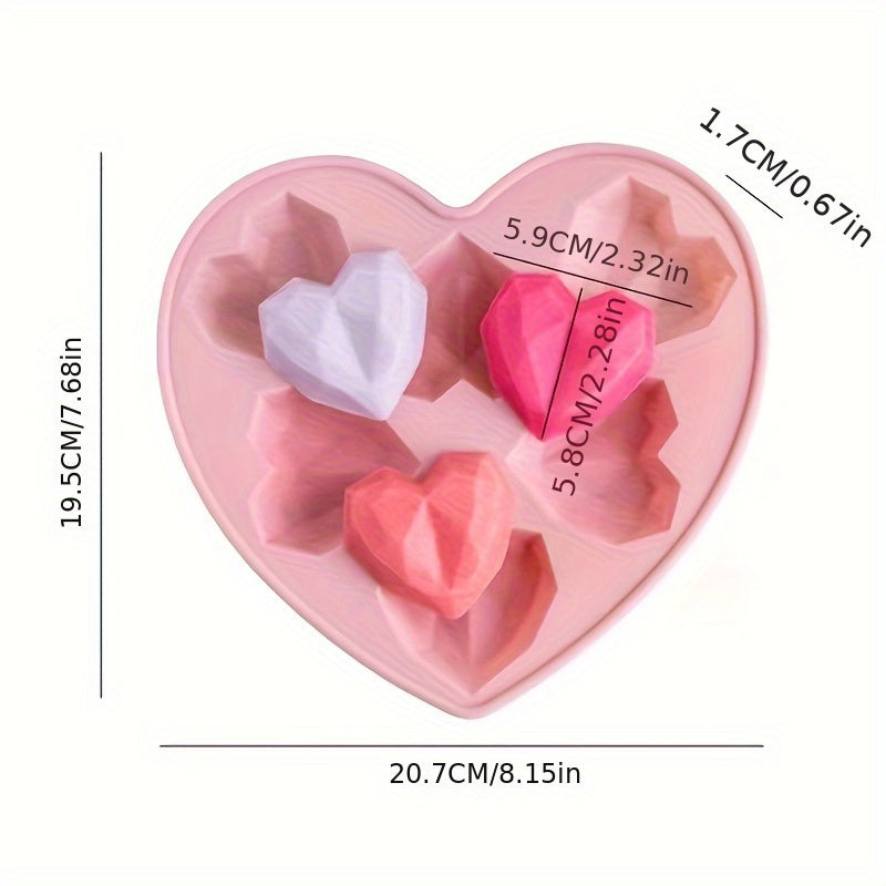 1pc Heart-Shaped Silicone Mold - Perfect for Fondant, Chocolate, Cake Decoration, Soap Making, and Candle Crafting - DIY Valentine's Day Kitchen Accessories and Baking Tools