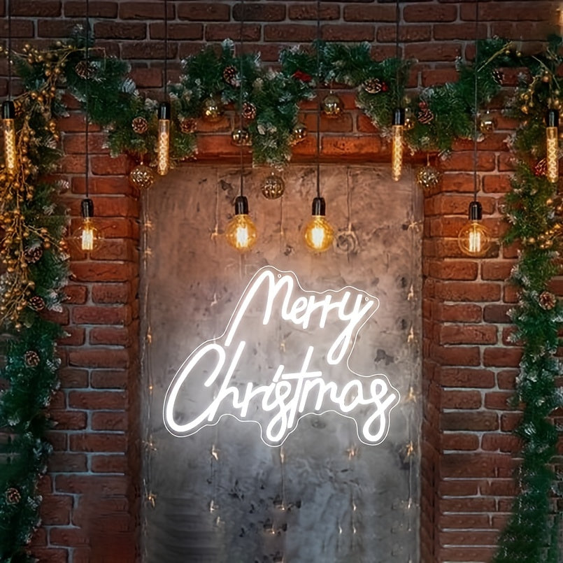 Merry Christmas Neon Sign - Dimmable Acrylic Neon Light with Switch, Novelty Lighting for Wall Decor, Christmas Party, Kids Room, New Year, Wedding, Birthday Party