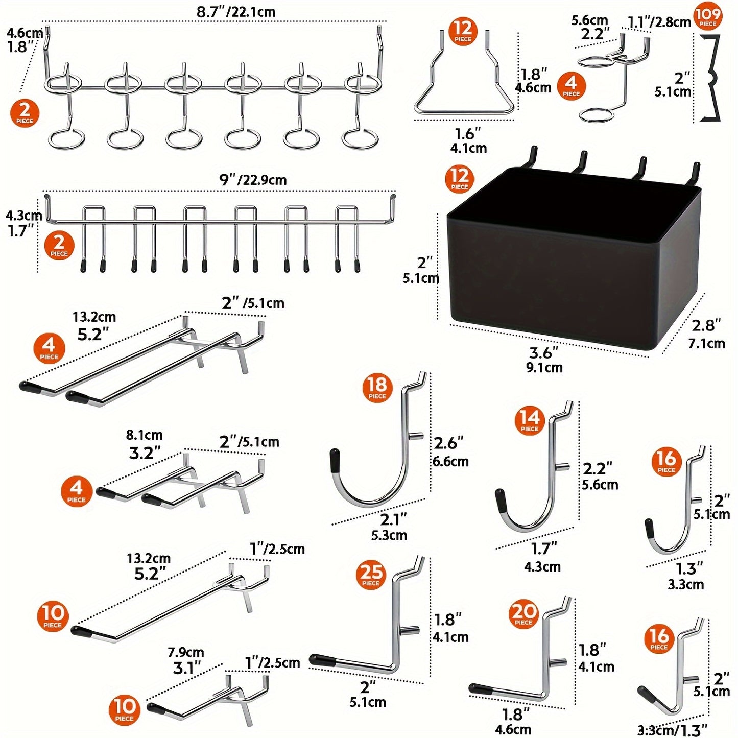 278pcs Ultimate Pegboard Organizer Kit - Comprehensive Tool Storage Solution with Bins & Durable Hooks Assortment (1/8 & 1/4in) for Effortless Garage Wall Organization