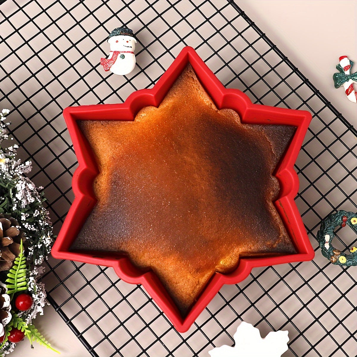 Large Snowflake Silicone Baking Mold - Hexagon Shaped, Oven Safe for Christmas Cakes & Pastries, Kitchen Essential