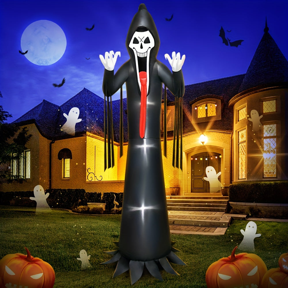 10 FT LED Halloween Inflatable Grim Reaper Decoration with Scary Outdoor Lawn Decor Features