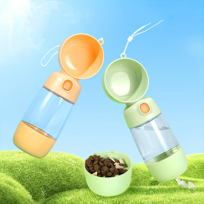 Portable Dog Water Bottle with Integrated Grain Dispenser,