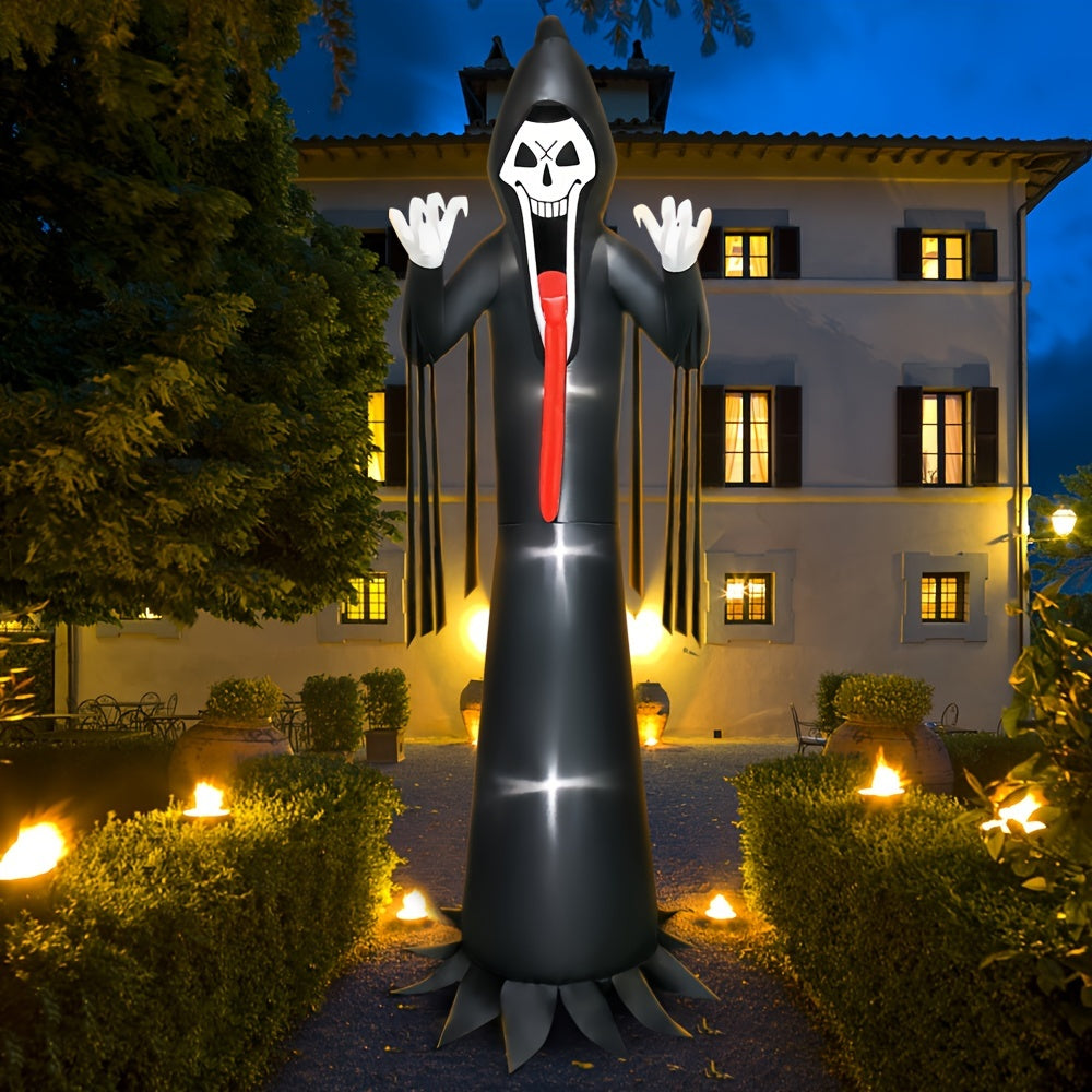 10 FT LED Halloween Inflatable Grim Reaper Decoration with Scary Outdoor Lawn Decor Features