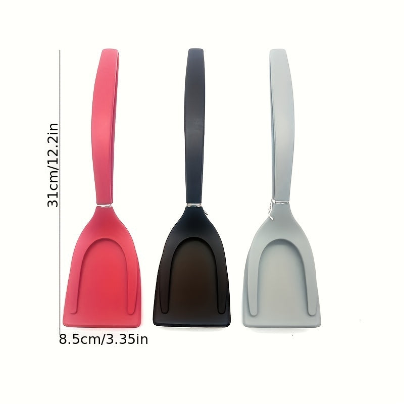 1pc 2-in-1 Frying Spatula Tong - Heat-Resistant Nylon Cooking Turner for Eggs, Pancakes, Steak - Non-Stick Baking Tools, Kitchen Gadgets for Easy Food Release and Serving