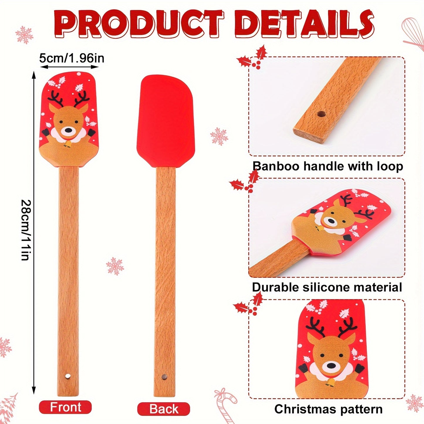 24 Pcs Christmas Pot Holders with Silicone Spatula Set Silicone Spatula Set with Wooden Handles Pot Holders for Kitchen Christmas Kitchen Utensils Christmas Baking Gifts for Xmas (Simple)