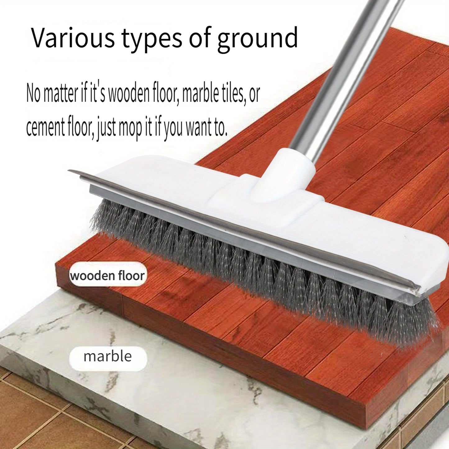 1pc Extra-Long Scrub Brush with Stiff Bristles - Power Clean Decks, Bathrooms, Tubs & More - Durable, Multi-Surface, Gray