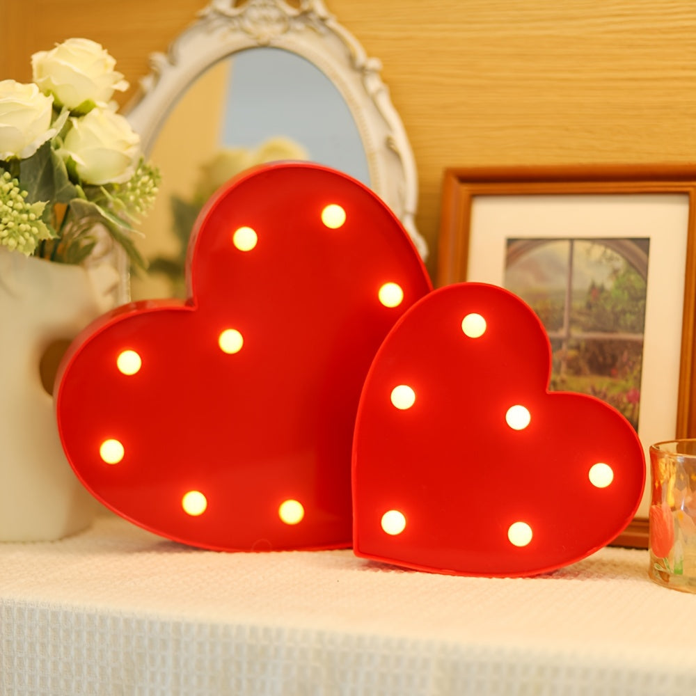 1pc Romantic Red Heart-Shaped Decorative Night Light - Indoor Bedroom Desktop Decoration, Soft Warm Glow, Battery Operated, Perfect for Wedding, Proposal, Party, Holiday, Valentine's Day, Mother's Day Gifts and Romantic Occas