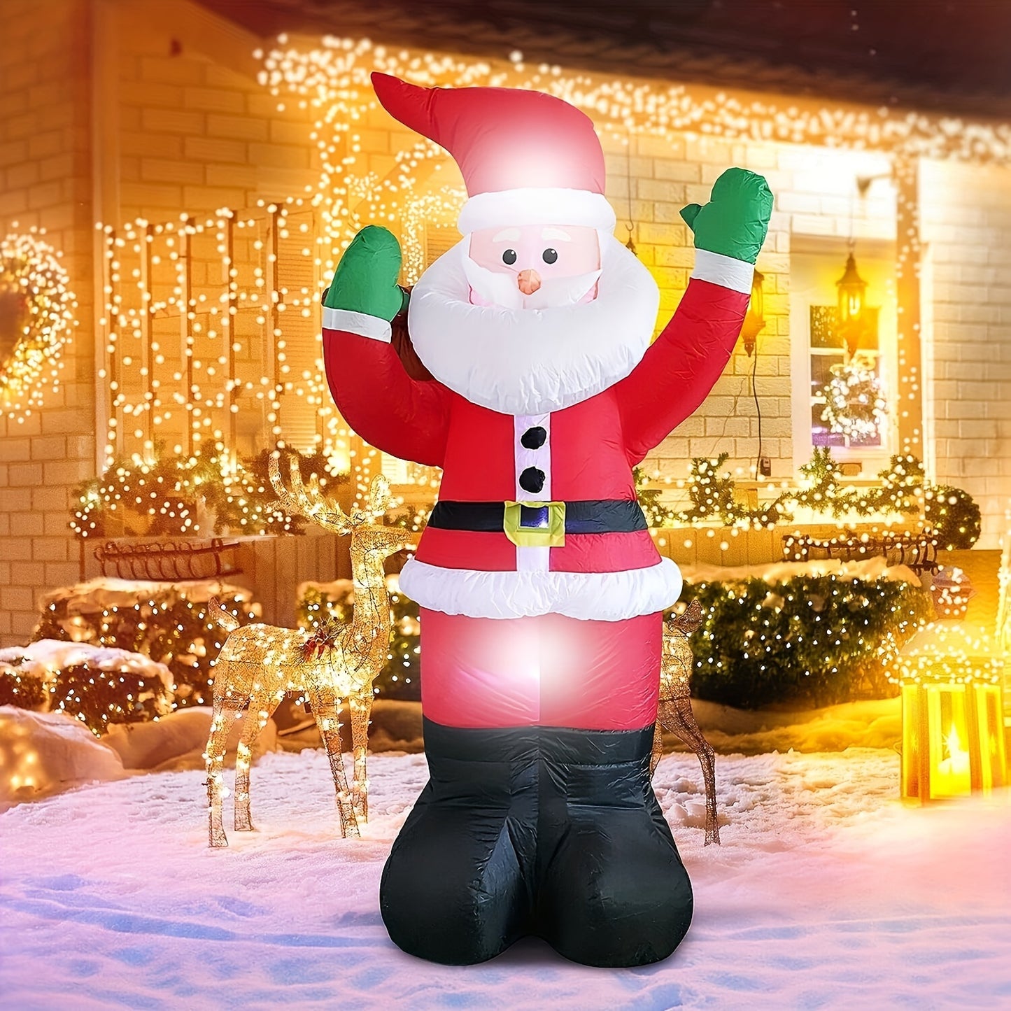 6Ft Giant Inflatable Santa Claus Figure - LED Lighted, Water-Resistant, Outdoor-Ready Christmas Decoration for Yard, Lawn, and Patio - Perfect for Holiday Season Display