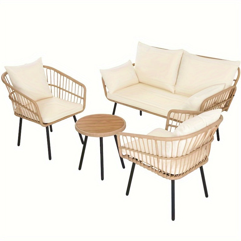 EKsolent 4- Piece Patio Furniture Wicker Outdoor Bistro Set Rattan Conversation Loveseat