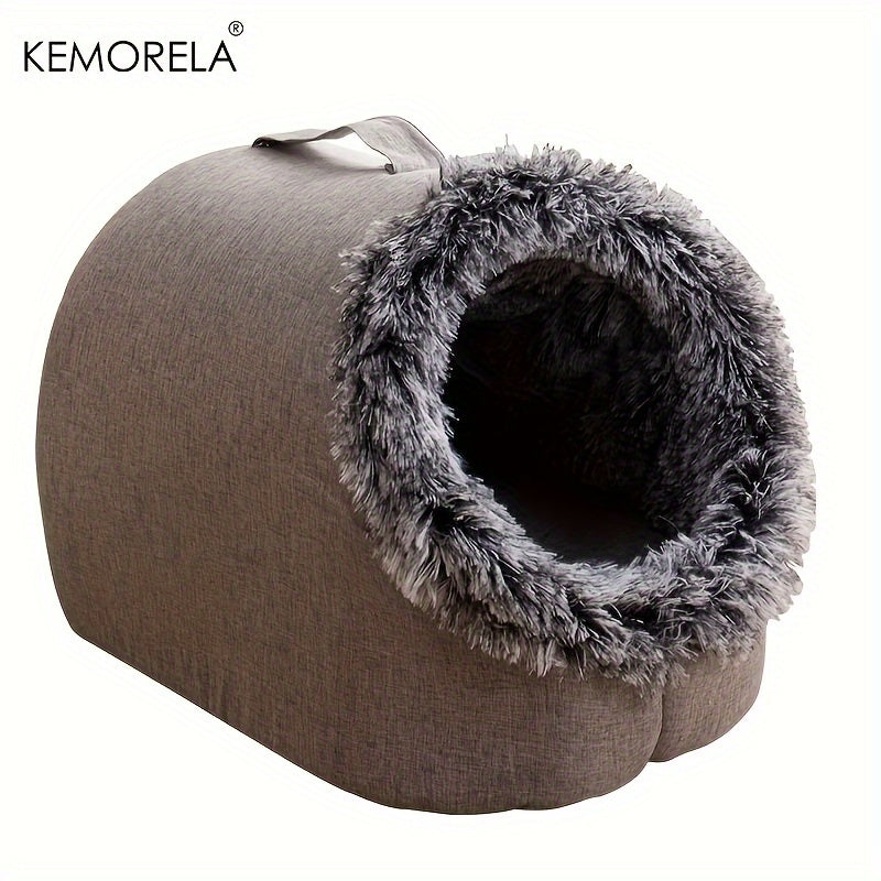 Cozy Portable Pet Bed - Warm & Thickened Comfortable Sleeping Bed with Handle for Cats