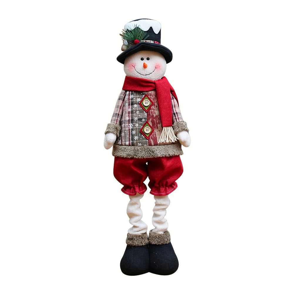 1pc 76CM Expandable Dwarf Plush Toy With Retractable Spring Legs, Christmas Decorations Santa Claus Snowman Elk Christmas Doll Retractable Legs Plush Toy New Year Gift