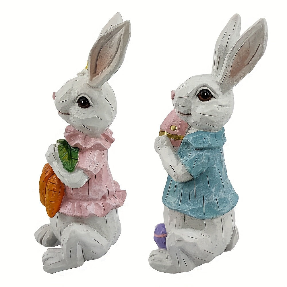 2pcs Easter Decoration, Easter Bunny Decor, Easter Rabbit, Spring Home Decor Bunny Figurines, Bunny Statue, Home Decoration Living Room, Study, TV Cabinet, And Office Desktop Decoration