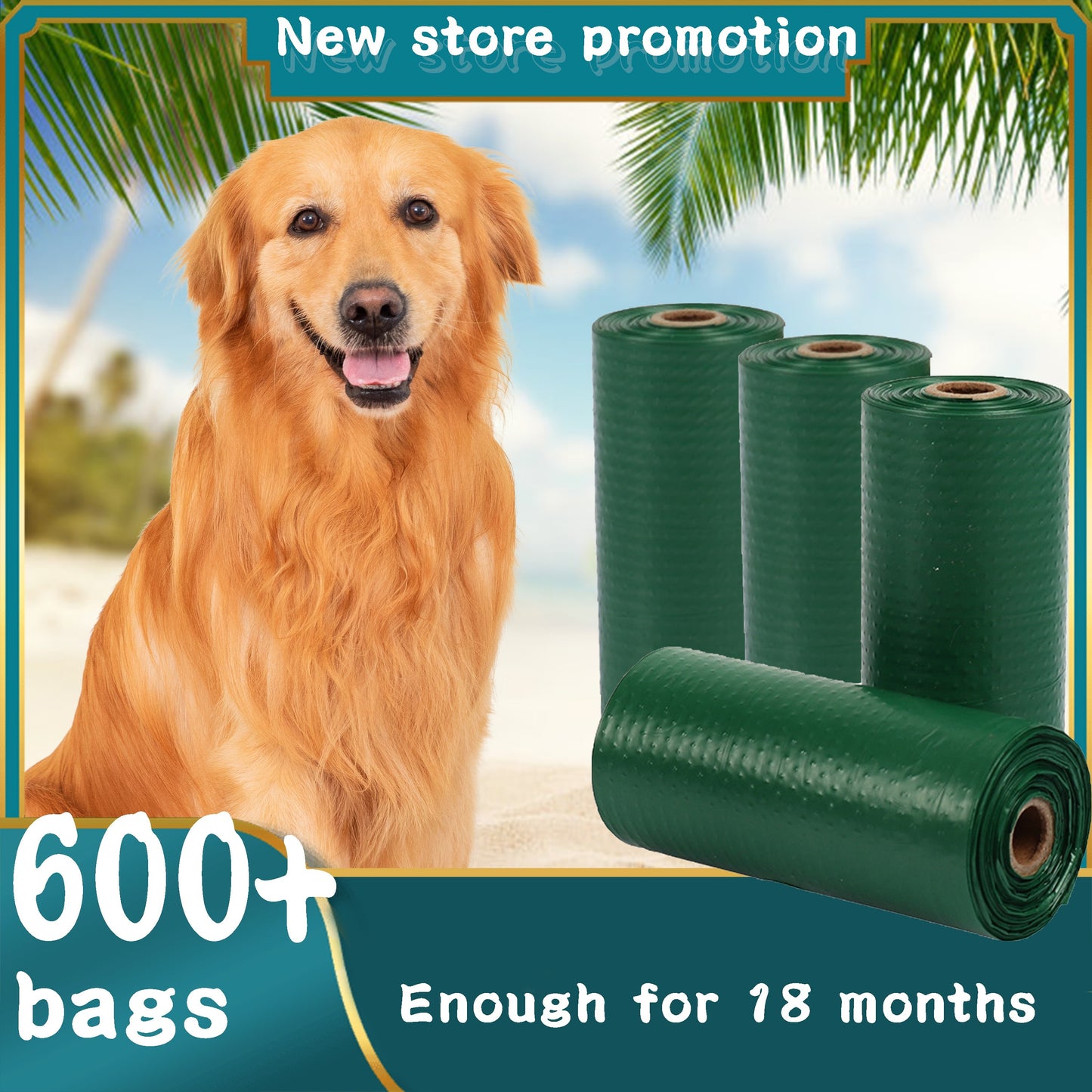 Pet Supplies Best-selling Dog Poop Bags On The Internet, Biodegradable, 600 Dog Waste Bags In A Box (40 Rolls, 15 Bags Per Roll)