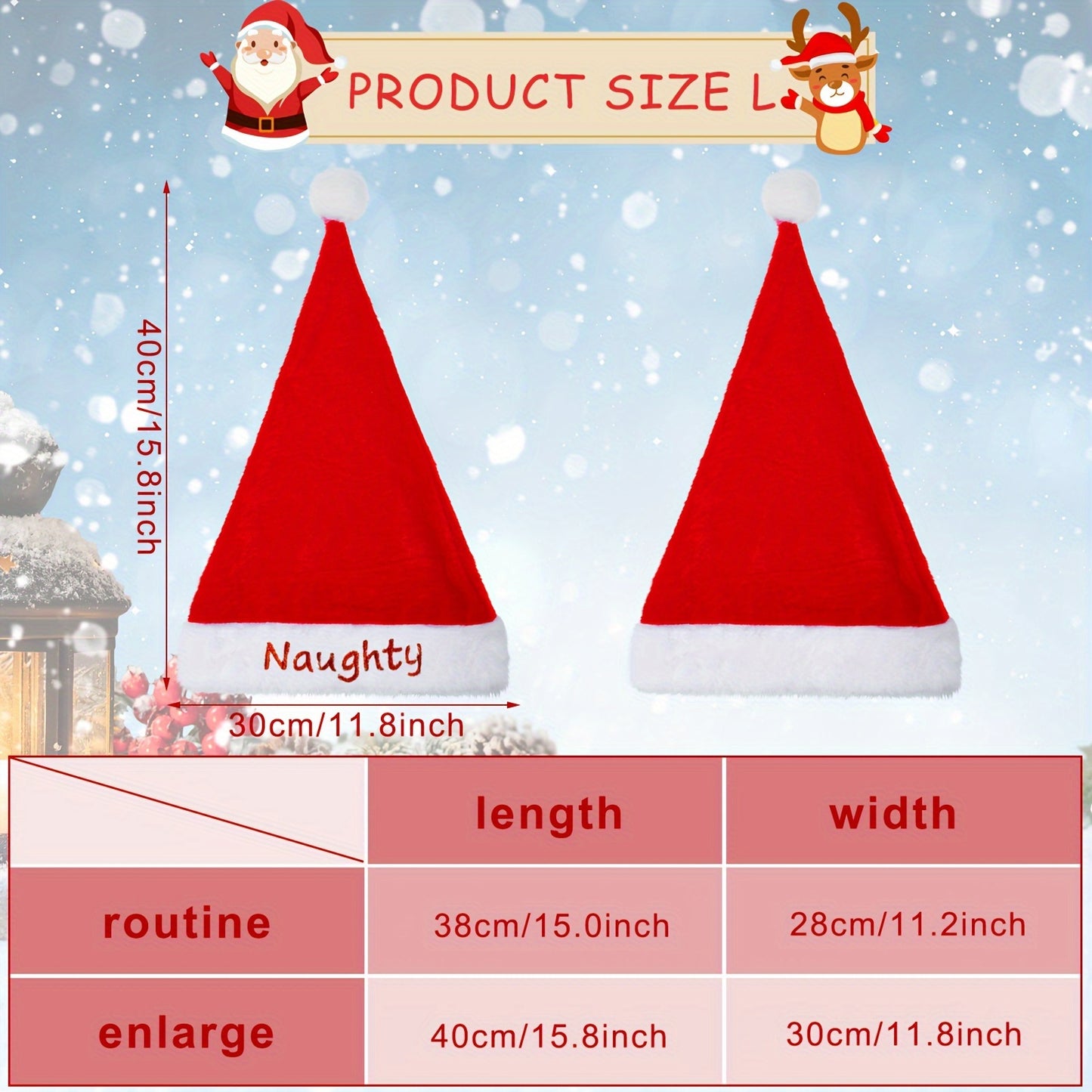 12 Pcs Naughty And Nice Plush Santa Claus Hat Unisex Classic Xmas Santa Hats Hand Stitched Festive Holiday Christmas Hat