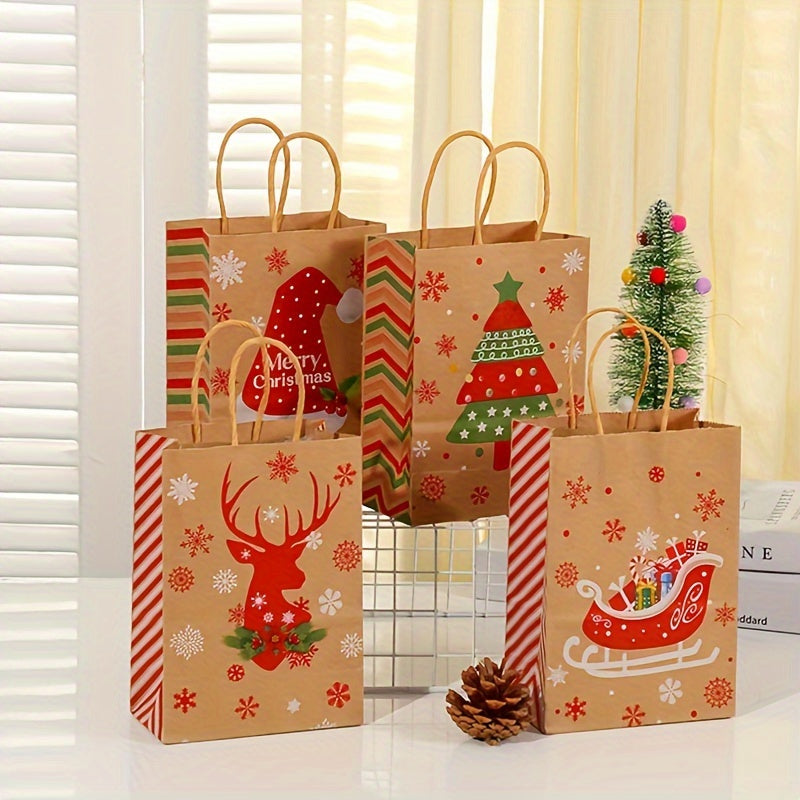 40pcs Reindeer Print Christmas Gift Bags - Perfect for Candy, Party Favors & Holiday Decorations