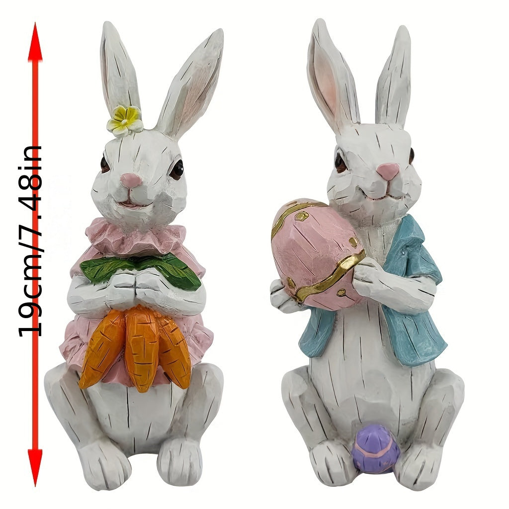 2pcs Easter Decoration, Easter Bunny Decor, Easter Rabbit, Spring Home Decor Bunny Figurines, Bunny Statue, Home Decoration Living Room, Study, TV Cabinet, And Office Desktop Decoration