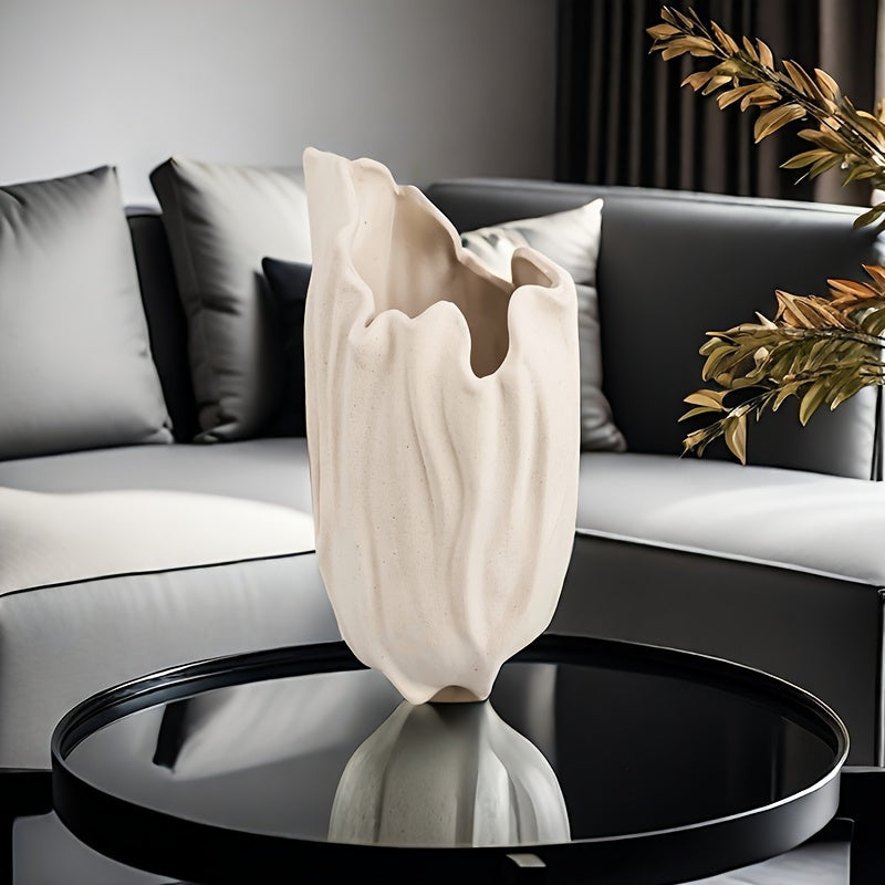 Elegant Off-White Ceramic Vase For Fresh Flowers - Perfect For Home Decor & Floral Arrangements