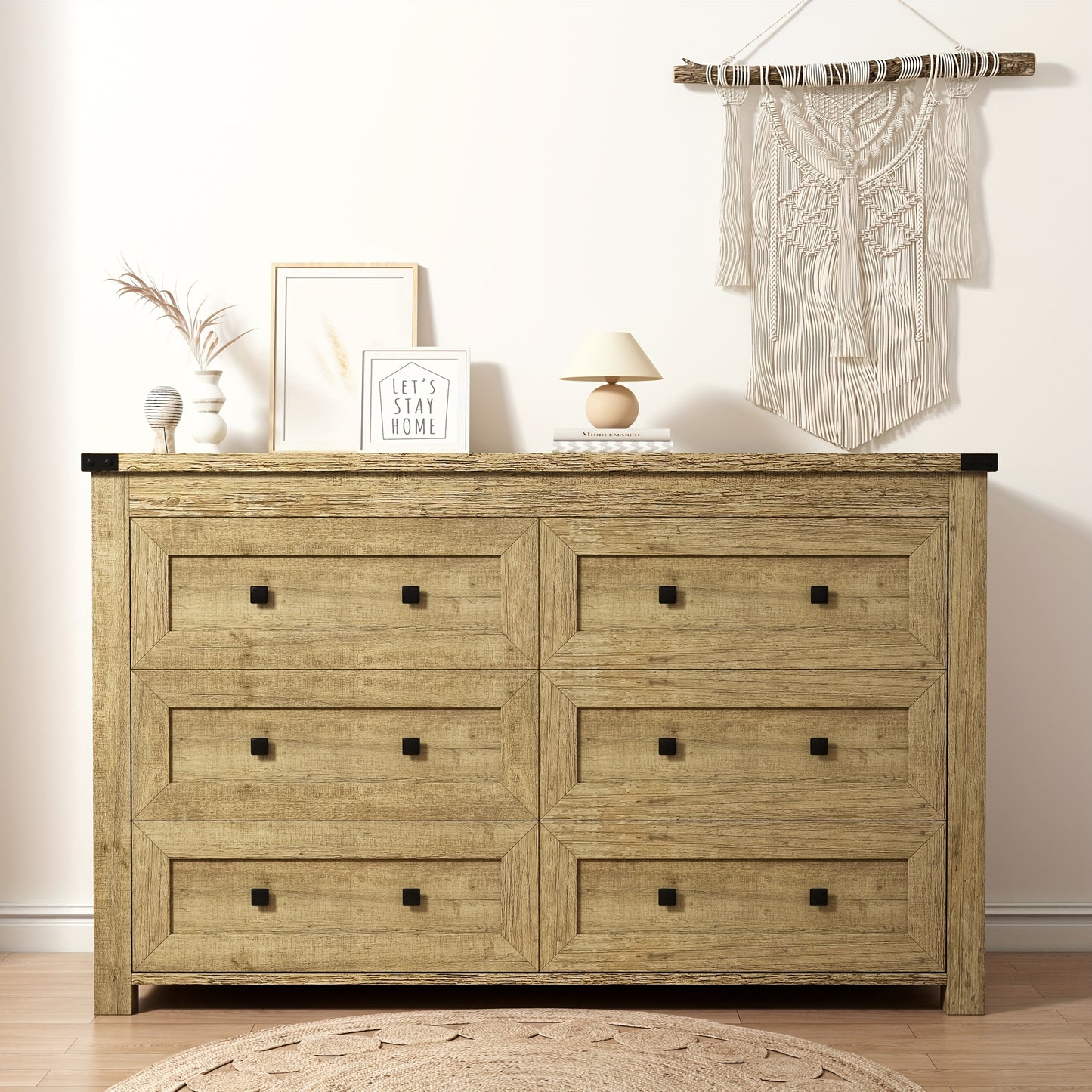 Dreserfor Bedroom With 6 Drawers. Modem Wide Wooden Doset Dreser Chest Storage 0roanizer For Liyno Room EhinwavHome 0fice Rom Decr Home Decor Fal DecorBedrom Dec