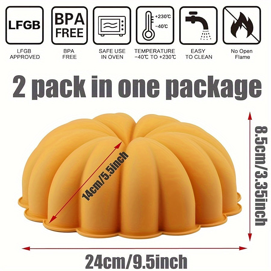 Silicone Pumpkin Cake Bowl - 9.5 Inch (About 25 Cm) Yellow Pumpkin Shaped Silicone Mold, Non-Stick Food Grade Easy Release Cake Mold, Suitable for Bunt Cake, Charlotte, Gelatin, Bread, Fruit Freezing, And Snow Fleece