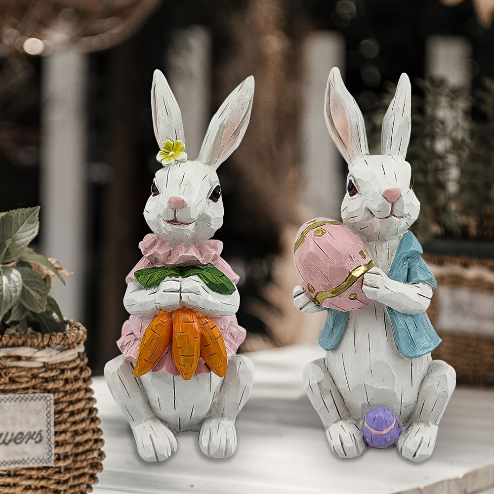 2pcs Easter Decoration, Easter Bunny Decor, Easter Rabbit, Spring Home Decor Bunny Figurines, Bunny Statue, Home Decoration Living Room, Study, TV Cabinet, And Office Desktop Decoration