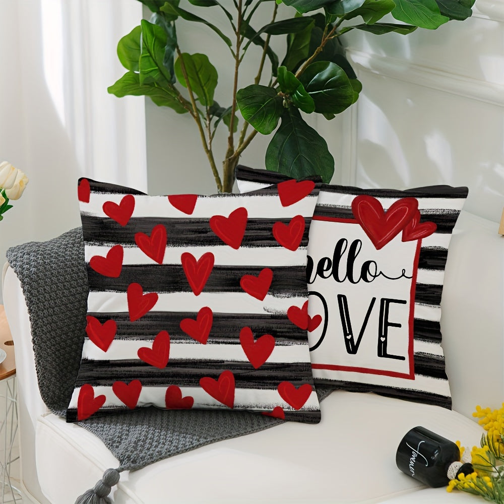 Buffalo Plaid Valentines Day Pillow Covers Set of 4 Polka dot Stripes Love Heart Truck Valentine Pillows Decorative Throw Pillows Valentines Day Decor for Home Valentines Day Decorations