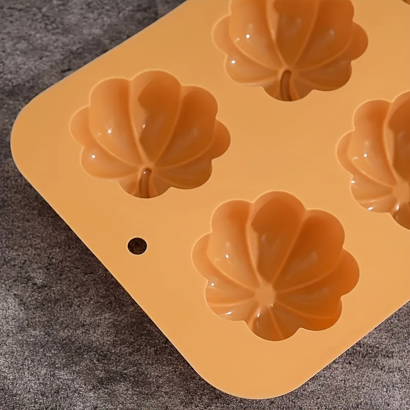 Silicone Pumpkin Cake Mold for Halloween - 6-Cavity Nonstick Baking Pan for Specialty & Novelty Cakes, DIY Aromatherapy Candles, Christmas Oven-Safe Bakeware