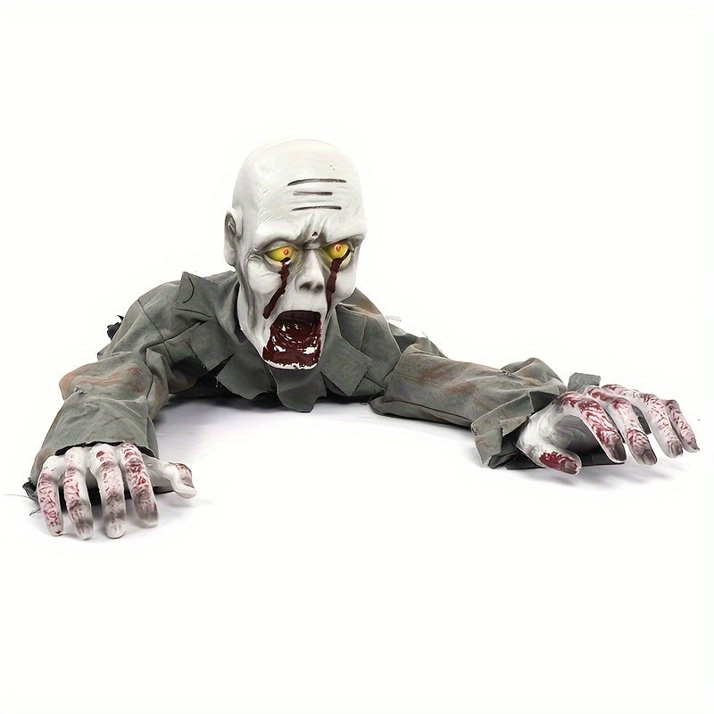 Halloween Crawling Zombie Decoration, Animated Ghost Prop with Sound Activation for KTV, Bar, Haunted House - Spooky Electric Motion Toy for Tailgating, General Party Games & Activities - Made with Durable Plastic & Fabric, N