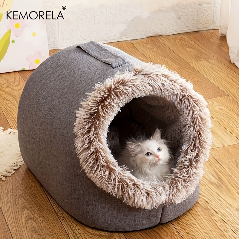 Cozy Portable Pet Bed - Warm & Thickened Comfortable Sleeping Bed with Handle for Cats