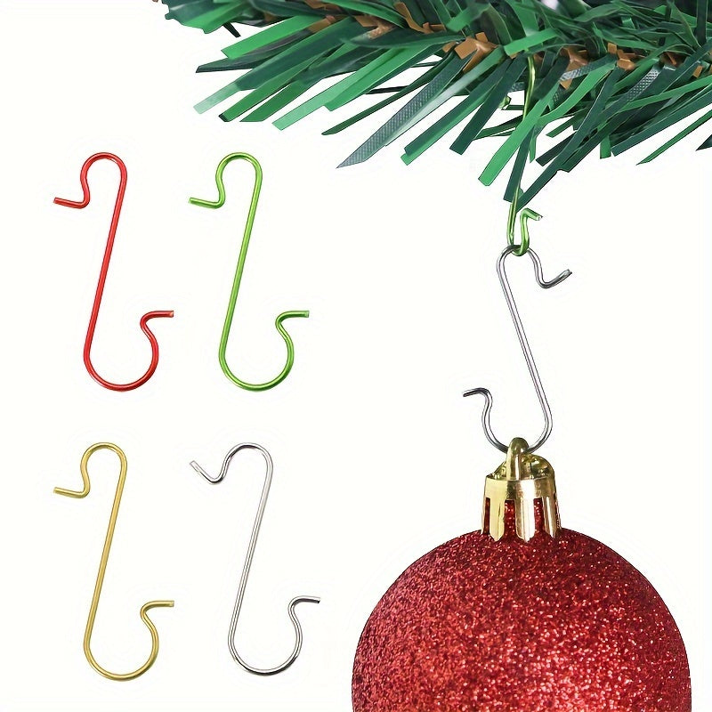 100pcs/200pcs Mini Plastic S-shaped Hooks, Christmas Tree Decoration Hooks, Christmas Ball Pendant Hanging Decoration Hooks, Christmas Ornaments S-shaped Hooks, Christmas Tree Decoration Multi-functional Bracket S-shaped Hook