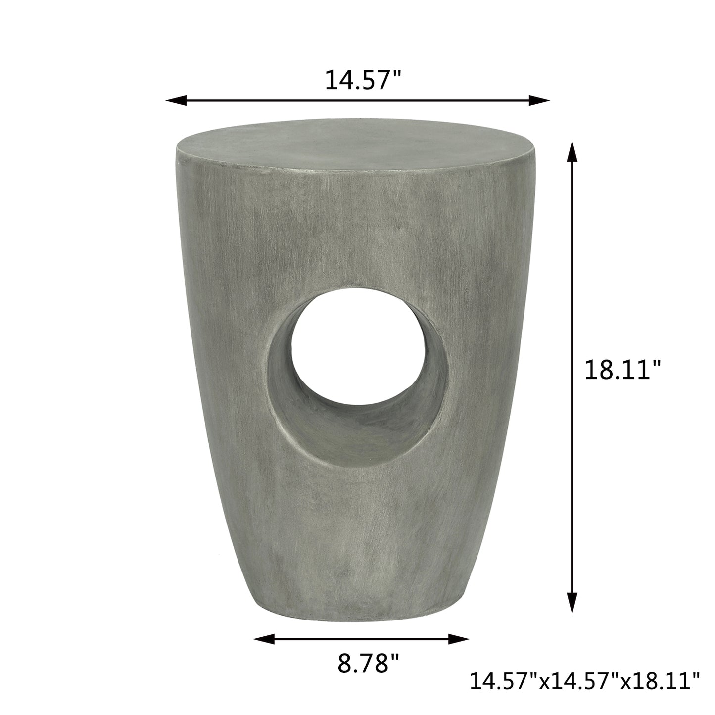 ED Modern Concrete Side Table for Outdoor,18.11" H Accent End Coffee Table Drink Table Nightstand, Unique Plant Stand for Garden Patio Living Room