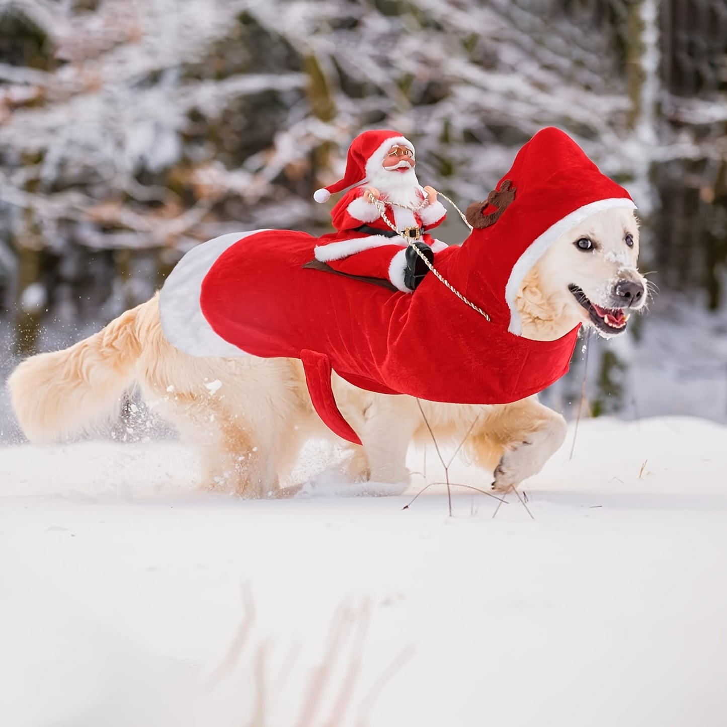 Christmas Pet Costume - Riding Santa Claus Role-Play Outfit, Machine Washable, Cotton