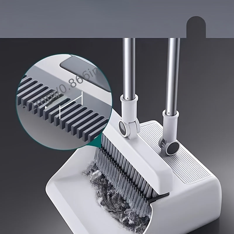 Sminiker Pet Hair Removal Broom and Dustpan Set - Stand-Up, Self-Cleaning Double-Layer Teeth, High-Density for Efficient Cleaning, Windproof Design for Home, Office, Indoor & Outdoor Use