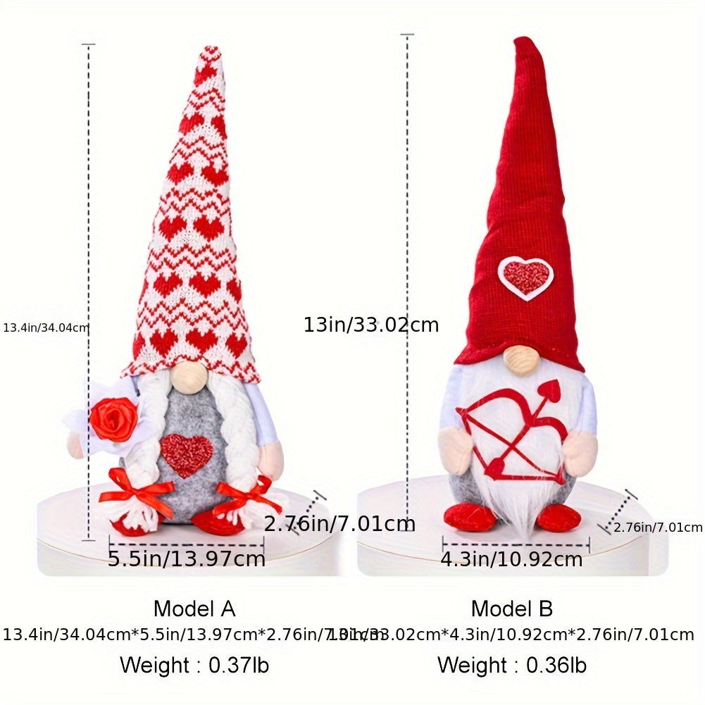 2PCS Adorable Scandinavian Tomte Elf Gnomes Plush, Valentine's Day Decoration, Home Table Decor, Sweet Gifts for Him/Her