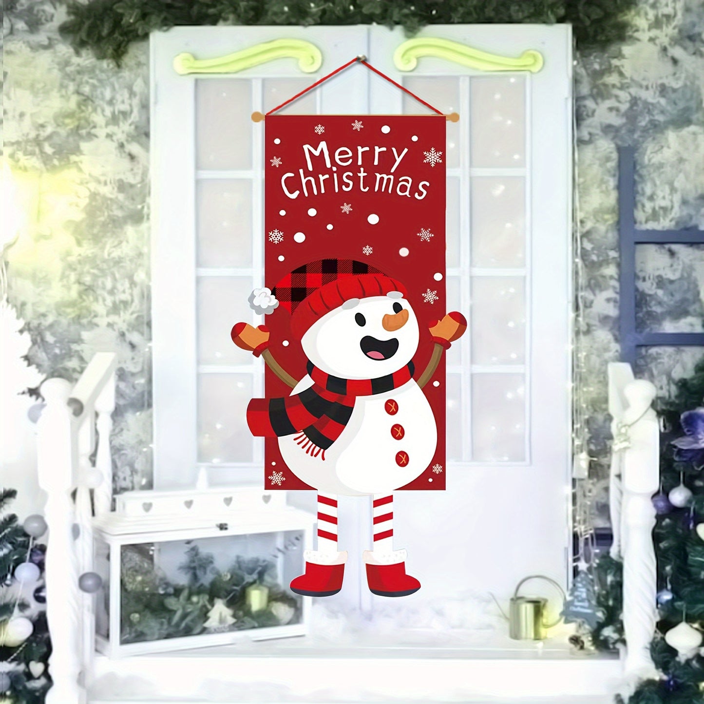 3pcs Festive Hanging Banners Set - Snowman, Santa & Reindeer Designs for Christmas Decorations, Perfect for Parties, Shopping Malls & KTV