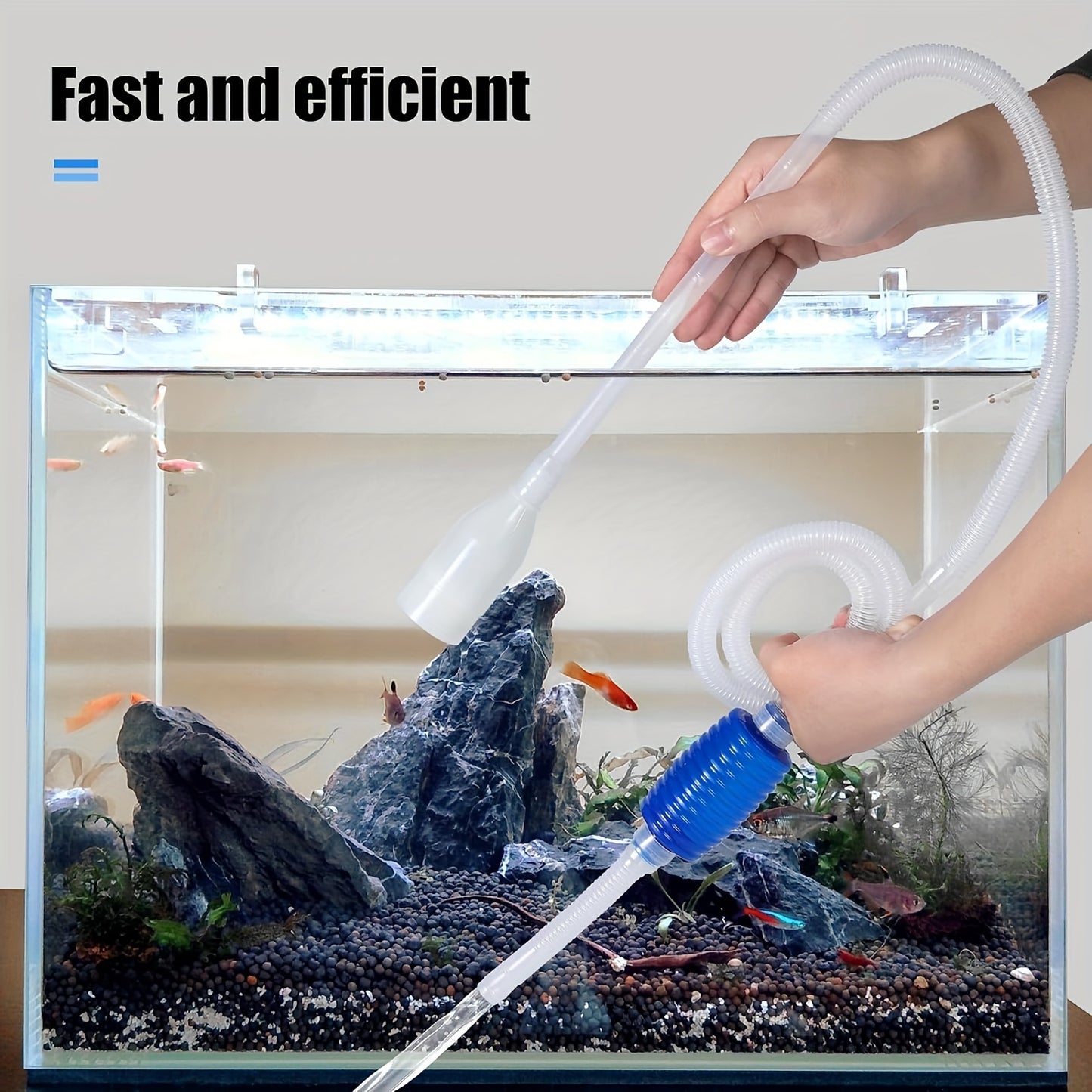 3-Piece Aquarium Cleaning Kit: Aquarium Siphon, Fish Net, and Double-Sided Aquarium Sponge Brush for Fish Tank Maintenance