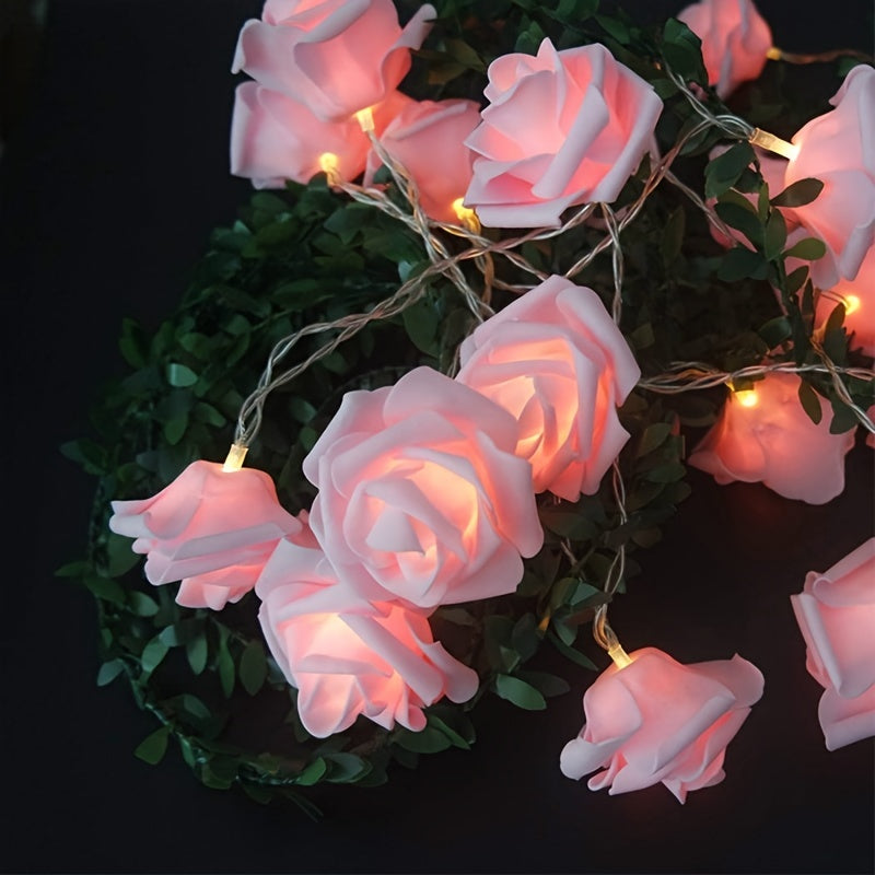 LED Rose String Lights, For Valentine's Day Wedding, Room Garden Decoration Night Light, Outdoor LED Fairy String Light Garland Wedding Street, Artificial Flowers LED Light, Mother And Valentines Day Gifts, Christmas & Hallow