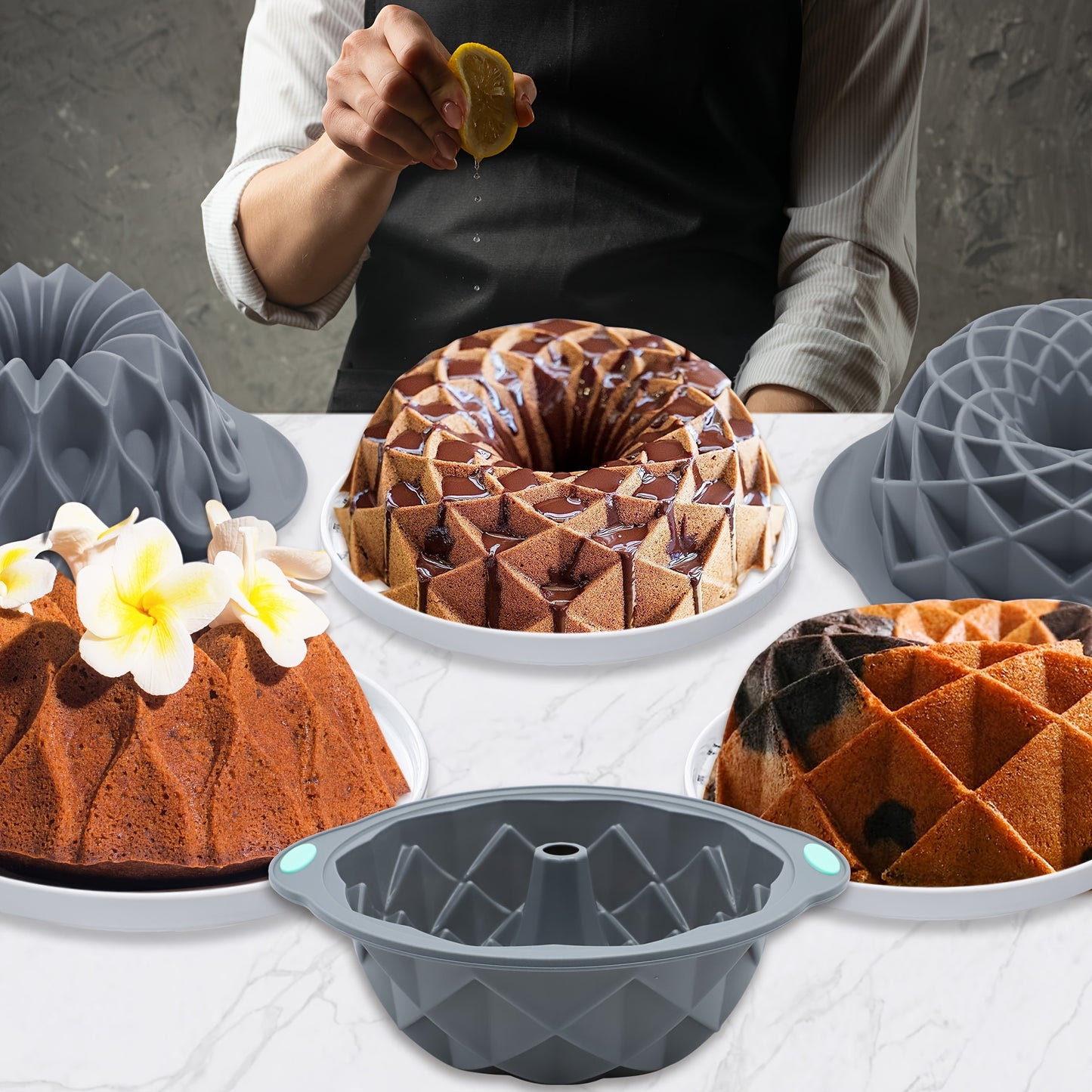 Silicone Bundt Cake Pan Set - Non-Stick, Versatile Crown and Bird's Nest Molds for Baking, Chocolate, Jello - Ideal for Halloween, Christmas, Easter, Thanksgiving, 4th of July - Multifunctional Kitchen Bakeware