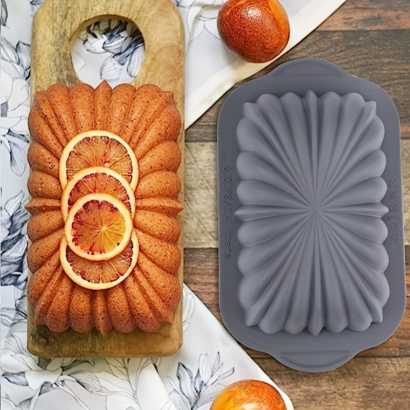 1pc Flower-Shaped Rectangle Cake Pan - 10.94''x6.45'' Silicone Baking Mold for Perfect Cake Release - Non-Stick, Easy Clean, Heat Resistant Oven Accessories for Home Kitchen Baking Tools and Gadgets