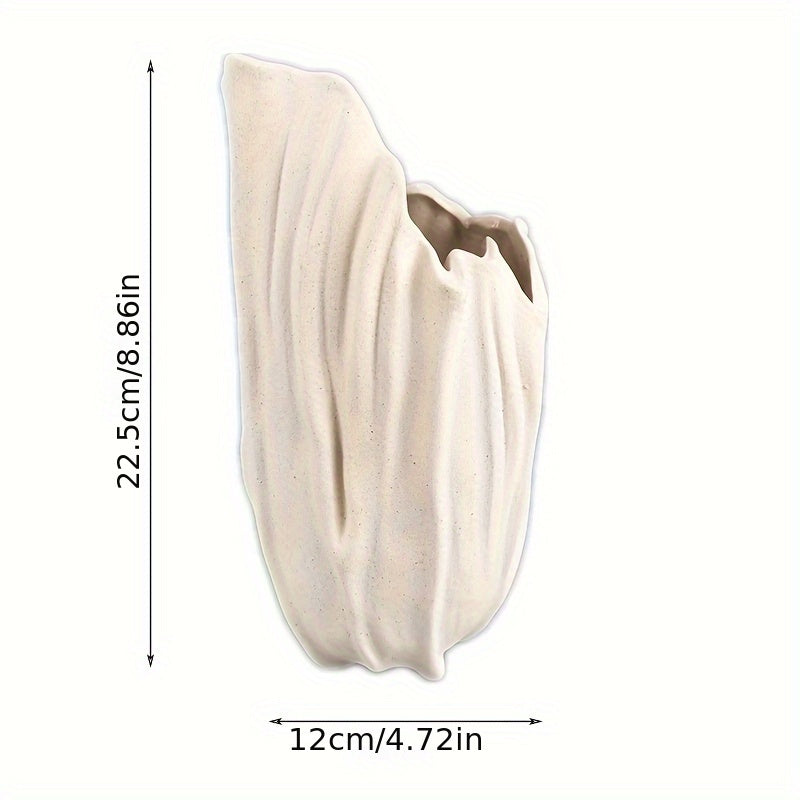 Elegant Off-White Ceramic Vase For Fresh Flowers - Perfect For Home Decor & Floral Arrangements