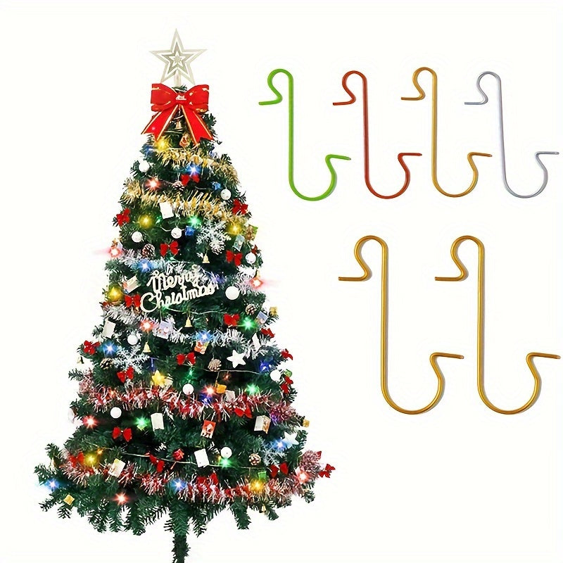 100pcs/200pcs Mini Plastic S-shaped Hooks, Christmas Tree Decoration Hooks, Christmas Ball Pendant Hanging Decoration Hooks, Christmas Ornaments S-shaped Hooks, Christmas Tree Decoration Multi-functional Bracket S-shaped Hook